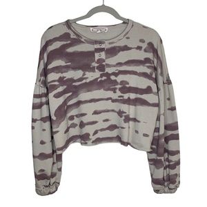 Hippie Rose tie dye cropped long sleeve top size small